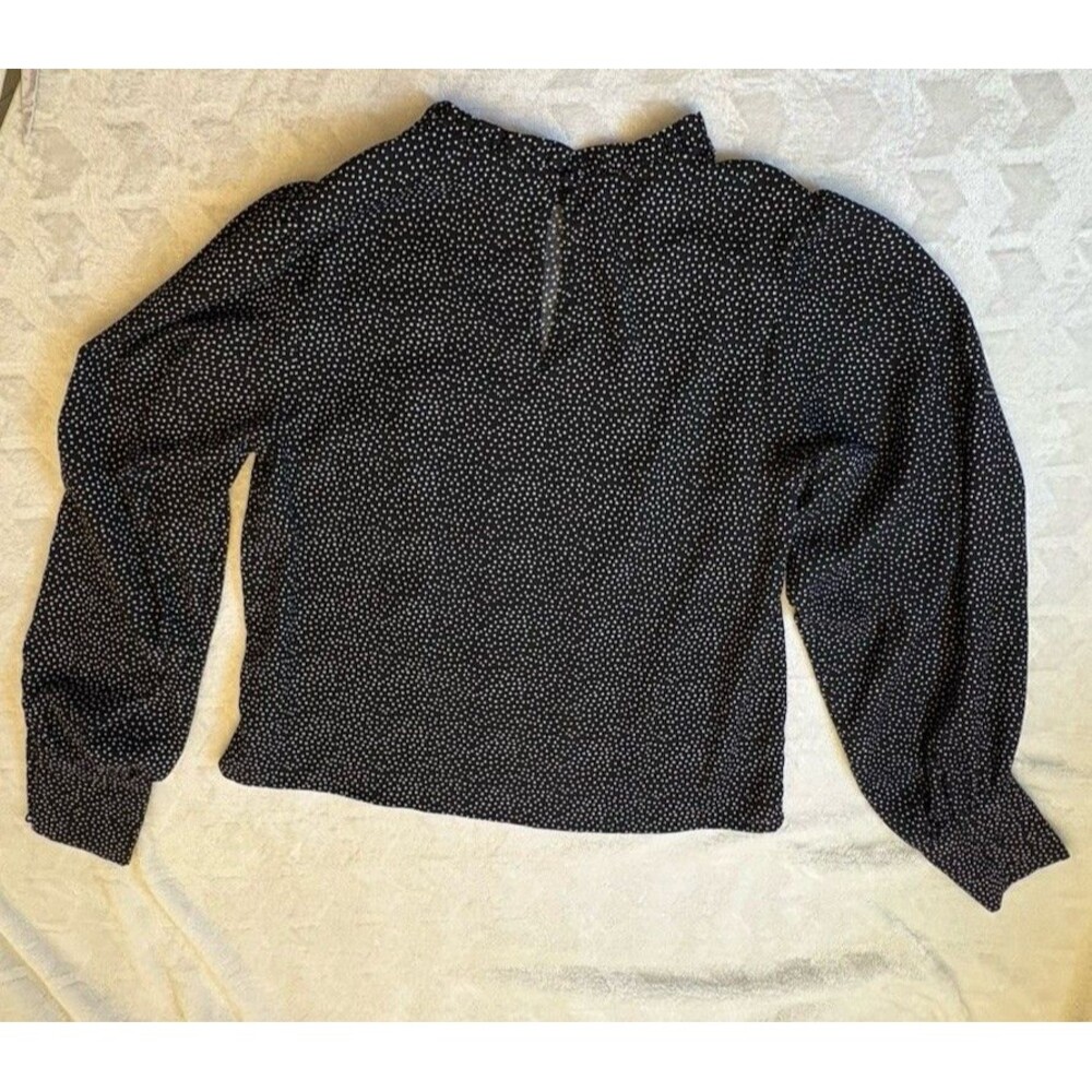 Maison d'Amelia Polkadot Blouse Long Sleeves Silky Ivory Black Dots Medium - Picture 8 of 8
